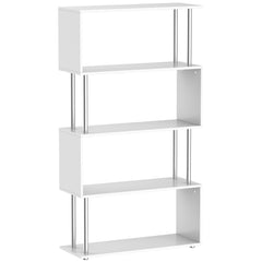 Kozy S Shape Bookcase, 5 Tiers Bookshelf, Modern Freestanding Storage Shelf for Home Office, Study, Living Room, 80 x 30 x 145cm, White