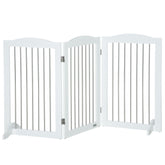 PawHut Foldable Dog Gate, Wooden Freestanding Pet Gate with 2 Support Feet, Dog Barrier for Doorways, Stairs, Halls - White | Aosom UK