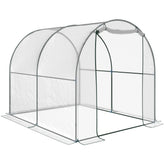 Outsunny Walk-in Polytunnel Greenhouse with Roll-up Door Transparent Tunnel Greenhouse with Steel Frame and PVC Cover, 2.5 x 2m | Aosom UK