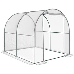 Outsunny Walk-in Polytunnel Greenhouse with Roll-up Door Transparent Tunnel Greenhouse with Steel Frame and PVC Cover, 2.5 x 2m | Aosom UK