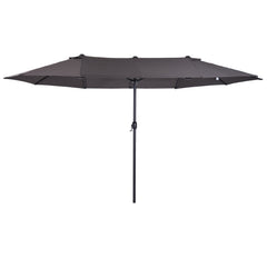 Outsunny Waterproof 4.6m Garden Parasol Double-Sided Sun Umbrella Patio Market Shelter Canopy Shade Outdoor Grey - NO BASE | Aosom UK