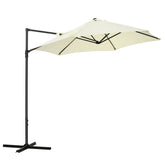 Outsunny Waterproof Cantilever Garden Parasol with 360° Rotation, Offset Roma Patio Umbrella, Sun Shade Canopy with Cross Base, Beige | Aosom UK