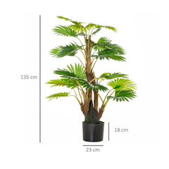 HOMCOM 2 Pack Artificial Plant Palm Tree in Pot, Fake Plants for Home Indoor Outdoor Decor, 135cm, Green | Aosom UK