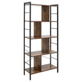 Kozy Industrial Storage Unit, 5 Tiers Bookcase with Open Compartments for Office Living Room, Bedroom, Rustic Brown and Black