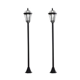 Outsunny Solar LED Garden Lamps: 2 Water-Resistant Lanterns for Patio Pathway, Auto Switch, Black | Aosom UK