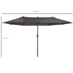 Outsunny Waterproof 4.6m Garden Parasol Double-Sided Sun Umbrella Patio Market Shelter Canopy Shade Outdoor Grey - NO BASE | Aosom UK