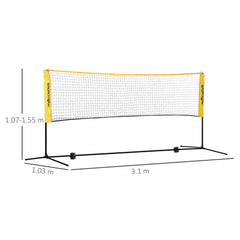 SPORTNOW Adjustable Height Badminton Net, 3m, Portable Outdoor Sports Net for Tennis, Pickleball, Volleyball, with Carry Bag | Aosom UK