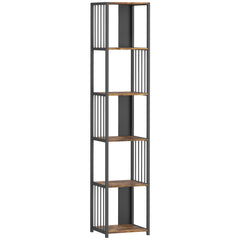 Kozy - 5-Tier Bookshelf with Steel Frame - Rustic Brown