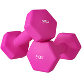 SPORTNOW 2 x 3kg Hexagonal Dumbbells Weights Set with Non-Slip Grip for Home Gym Workout, Pink | Aosom UK