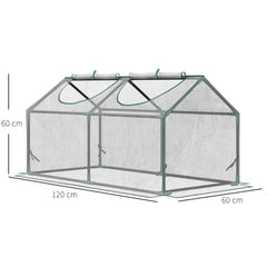 Kozy Mini Greenhouse Portable Flower Planter Vegetable Grow House for Garden with Zipped Windows, 120 x 60 x 60 cm, Clear