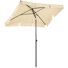 Outsunny Rectangular Parasol: Aluminium Patio Umbrella with Tilt, 2M x 1.25M, Beige