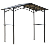 Kozy 8ft x 5ft Outdoor BBQ Protective Gazebo Tent Aluminium Steel Frame w/ 2 Shelves Hardtop Roof Canopy Ground Stakes Safe Cooking