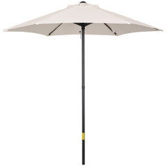 Outsunny Cream Patio Parasol: 6-Rib Outdoor Sun Shade for Balcony & Garden, 2M | Aosom UK
