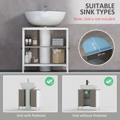 Kozy Modern Bathroom Sink Cabinet, Floor Standing Under Sink Cabinet, Freestanding Storage Cupboard with Adjustable Shelf, Double Doors, Antique White