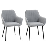 Kozy Dining Chairs Set of 4, Upholstered Linen Fabric Kitchen Chairs with Metal Legs for Living Room Dining Room, Light Grey