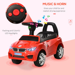 HOMCOM Toddler Ride-On Racer: Foot-to-Floor Slider with Sounds, Lights & Storage, Big Wheel, Crimson Red | Aosom UK