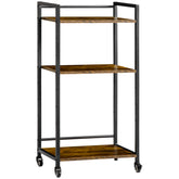 Kozy 3-Tier Printer Stand, Utility Cart, Rolling Trolley with Adjustable Shelves with Lockable Wheels for Home Office, Rustic Brown