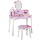 Kozy Kids Wooden Dressing Table and Stool Make Up Desk (Pink)