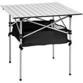 Kozy Portable Camping Table w/ Mesh Bag & Steel Frame Hiking Furniture Desk, Silver Black