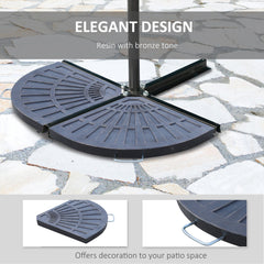 Outsunny 2pc Flabelliform Parasol Base Resin Umbrella Stand Weights for Cantilever Parasol with Handles, Bronze | Aosom UK
