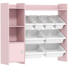 Kozy Toy Storage Unit with 8 Removable Bins, Storage Shelves, Cabinet, Pink