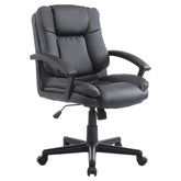 Kozy Desk Chair, PU Leather Office Chair with Adjustable Height and Swivel Wheels, for Home Work Study, Black