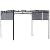 Kozy 3 x 3(m) Steel Pergola Gazebo with Retractable Roof, Garden Gazebo Canopy Sun Shade Shelter for Outdoor, Deck, Patio, Dark Grey
