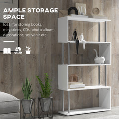 Kozy S Shape Bookcase, 5 Tiers Bookshelf, Modern Freestanding Storage Shelf for Home Office, Study, Living Room, 80 x 30 x 145cm, White