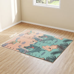 AIYAPLAY Dinosaur-Themed Baby Plat Mat Double Sided, Foldable, Water-Resistant for Outdoor/Indoor, 177 x 146 x 1.5cm