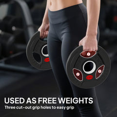 Kozy Olympic Weight Plates, 2"/5cm Weight Disc Pair with Tri-Grips, 2 x 2.5kg Dumbbell Plates for Weightlifting and Strength Training Home Gym Fitness Workout, Black