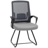 Kozy Desk Chair No Wheels, Office Chair with Mesh Back, Lumbar Support, Metal Base for Waiting Room, Conference Room, Dark Grey