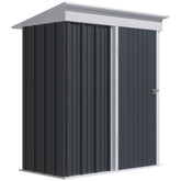 Outsunny Metal Garden Shed, Outdoor Lean-to Shed for Tool Motor Bike, with Adjustable Shelf, Lock, Gloves, 5'x3'x6', Dark Grey