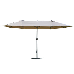 Outsunny Waterproof 4.6m Garden Parasol Double-Sided Sun Umbrella Patio Market Shelter Canopy Shade Outdoor with Cross Base – Khaki | Aosom UK