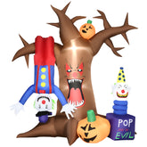 Kozy 7ft Inflatable Halloween Ghost Tree with Upside-down Clown Pumpkins, Blow-Up Outdoor LED Display for Lawn, Garden, Party