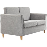 HOMCOM Compact Loveseat Sofa, Modern 2 Seater Sofa for Living Room with Wood Legs and Armrests, Light Grey | Aosom UK
