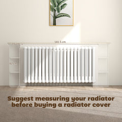Kozy Radiator Cover with Open Storage Shelves, Vertical Slatted Cabinet Shelf Heater Cover for Living Room, Hallway, Extra Large, White (H: 83 / W: 191 / D: 19 cm)