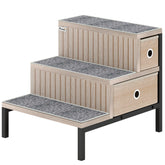 Kozy Dog Stairs with Storage, Non-Slip Cover, Pet Steps for Small Dogs & Older Cats, for Sofa, High Bed, Oak Tone