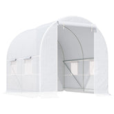 Kozy 2.5 x 2 x 2 m Polytunnel Greenhouse, Walk-in Green House for Garden with Mesh Windows, Galvanised Steel Frame, White