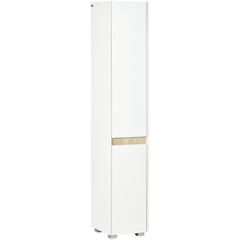 Kozy Tall Bathroom Cabinet with Adjustable Shelves, 5-Tier Modern Freestanding Tallboy with Storage Cabinets, White