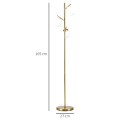 HOMCOM 3-Light Tree Floor Lamps for Living Room, Modern Standing Lamp for Bedroom w/ Globe Lampshade, Steel Base, Gold Tone | Aosom UK