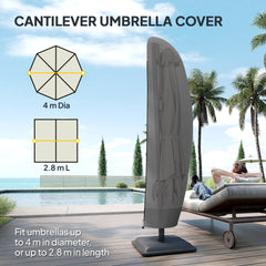 Kozy - Parasol Cover, 600D Oxford Cantilever Umbrella Cover Fit for 2-4m Parasol, Banana Umbrella Protector with Zipper for Outdoor Garden, Patio, Black
