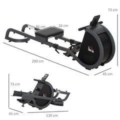 Kozy Folding Rowing Machine with 16-Level Adjustable Magnetic Resistance, Aluminium Side Rail, Digital Monitor, Cardio Workout Rower, 130kg Weight Capacity for Home, Gym, Office