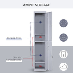 Kozy Locker Cabinet Storage Cold Rolled Steel w/ Shelves Vertical Cupboard Grey 38 x 46 x 180 cm