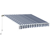 Kozy Manual Retractable Awning, 3.5x2.5 m-Dark Blue/White Stripes