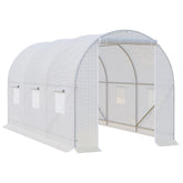 Kozy 3.5 x 2 x 2 m Polytunnel Greenhouse, Walk-in Green House for Garden with Mesh Windows, Galvanised Steel Frame, White