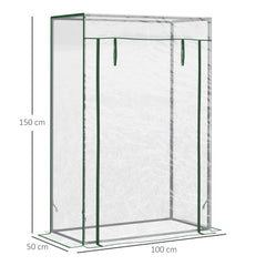 Kozy Tomato Greenhouse with Roll-up Door, Mini Greenhouse with PVC Cover, Outdoor Grow House Small Green House for Yard, Balcony, Garden, 100 x 50 x 150cm, Transparent