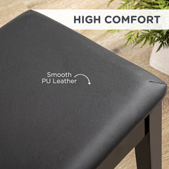 HOMCOM Traditional Piano Seat, Cushioned Keyboard Bench with Rubberwood Legs, Music Storage, Black | Aosom UK