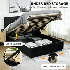 Kozy - Double Ottoman Bed Frame, with Front Drawer - Black