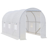 Outsunny Polytunnel Steel Frame Greenhouse Walk-in Greenhouse 3.5 L x 2 W x 2H m-White | Aosom UK