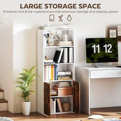 Kozy - 5-Tier Bookcase with Adjustable Shelf - Rustic Brown